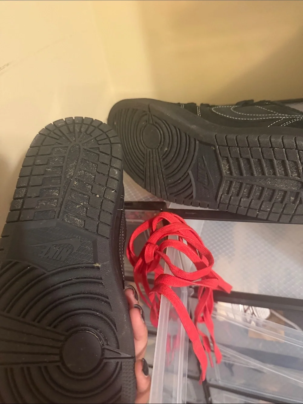 Jordan Black Low-Top Sneakers with Red Laces